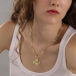 Colliers avec pendentif en forme de croix texturée en laiton et chaîne trombone pour femmes et hommes&nbsp;FS-WGF368A-01