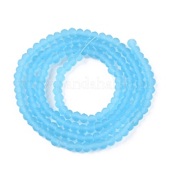 透明ガラスビーズ連売り  多面カット  艶消し  ロンデル  空色  2.9~3.3mm  穴：1mm  約135~140個/連  32~34cm&nbsp;EGLA-A044-T2mm-MD08