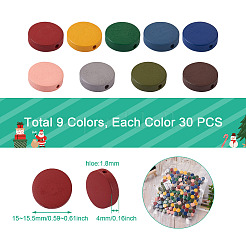 270шт 9 цвета окрашенные бусины из натурального дерева WOOD-CD0001-26