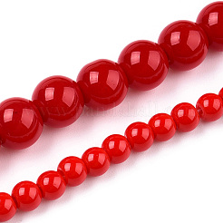Chapelets de perles en verre opaque de couleur unie&nbsp;GLAA-T032-P8mm-04