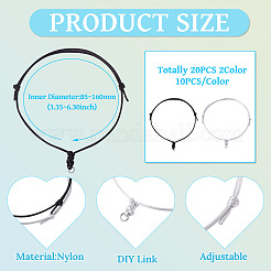20шт 2 цвета регулируемый нейлоновый шнур для изготовления браслета&nbsp;BJEW-TA00674