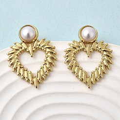 Серьги-гвоздики с жемчугом из АБС-пластика 201 из нержавеющей стали&nbsp;EJEW-Z151-13G-02