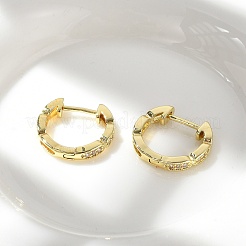 Овальные серьги-кольца из латуни с микропаве из прозрачных кубических цирконий EJEW-D311-029G