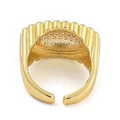 Овальные латунные манжеты с микропаве из кубического циркония RJEW-P127-10G