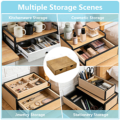 Cajas de almacenamiento de archivos de madera de escritorio con cajón doble&nbsp;CON-WH0089-267