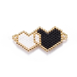 MIYUKI＆TOHO手作り日本のシードビーズリンク  織機模様  ハート  カラフル  17.5~18x37~39x1.7mm  穴：1.8mm&nbsp;SEED-A029-EF02