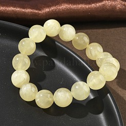 天然ゴールドシルク翡翠ラウンドビーズストレッチブレスレット（女性用）  ビーズ：12mm  内径：2.01インチ（5.1cm）&nbsp;BJEW-F535-01E