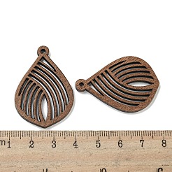 クルミ材のペンダント  ココナッツブラウン  ティアドロップ  40x28x2.5mm  穴：2mm&nbsp;LS-FIND-B042-21F