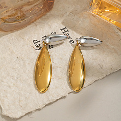 Двухцветные серьги-гвоздики в форме капли из нержавеющей стали 304 EE9638