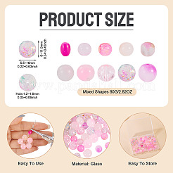 80 г прозрачных стеклянных бусин&nbsp;DGLA-TA0001-47E