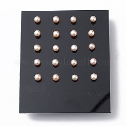 ナチュラルパールイヤースタッズ  女性用 304 ステンレス ピン イヤリング  ラウンド  リネン  15x4~4.5mm  ピン：0.7mm&nbsp;EJEW-P223-01A-P02