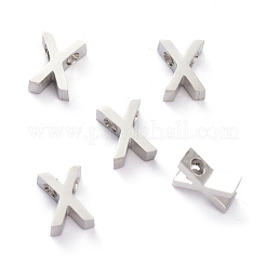 変色しにくい304ステンレススチールチャーム  アルファベット  ステンレス鋼色  文字.x  8x6x3mm  穴：1.8mm&nbsp;STAS-K216-41X-P