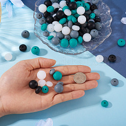 120 Stück 4 Farben 3 Stile Unterlegscheibe Silikon Fokalperlen&nbsp;SIL-TA0002-81A