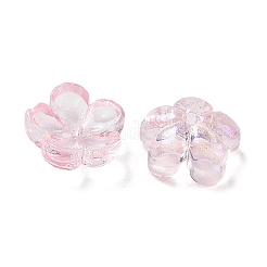 染色・加熱ガラスビーズキャップ  5  - 花びらの花  パールピンク  10x10x5mm  穴：1.4mm&nbsp;GLAA-C042-01K