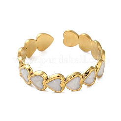 Bagues de manchette en acier inoxydable 304 plaqué or véritable 18 carat et émail&nbsp;LS-RJEW-M171-14G-01