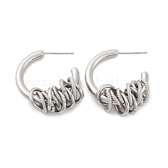 Серьги-гвоздики из латуни в форме буквы С с узлом EJEW-R025-28P