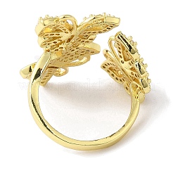 Кольцо-манжета с тройной бабочкой из прозрачного кубического циркония&nbsp;RJEW-F147-02G