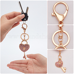 3 шт. 3-цветный брелок-подвеска в виде сердца со стразами и подвеской в виде сердечка KEYC-WR0001-46