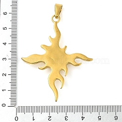304ステンレススチール製ビッグペンダント  アクリルラインストーン付き  太陽のチャーム付き十字架  ゴールドカラー  ダークブルー  55.5x46x6.5mm  穴：10x4.5mm&nbsp;STAS-R229-02C-G