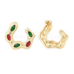 Серьги-гвоздики из нержавеющей стали 304 со стеклянными вставками&nbsp;EJEW-M070-17G-01