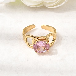 Женские манжеты-кольца из латуни с микропаве из стекла&nbsp;LS-RJEW-K312-05G