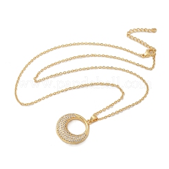 Ожерелья с подвеской из латуни с микропаве и кубическим цирконием для женщин&nbsp;LS-NJEW-U020-01G-01