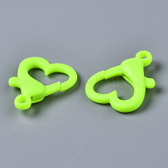 不透明なアクリルカニカン  ハート  緑黄  26.5x22x6.5mm  穴：3mm&nbsp;SACR-T358-02N