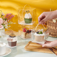 Faltbare transparente Kunststoff-Einzelkuchen-Geschenkverpackungsbox&nbsp;CON-WH0084-42A