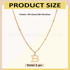 1 pezzo di catena in ottone e collane con ciondolo a forma di lettera in acciaio inossidabile 304&nbsp;NJEW-LP0001-35B-G