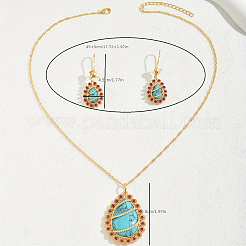 Роскошный комплект из ожерелья и серег в форме капли из синтетической бирюзы и горного хрусталя в стиле Ближнего Востока для свадьбы GL5930
