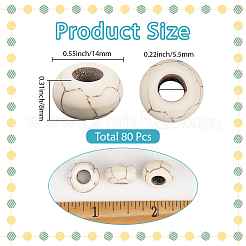 80 шт окрашенные синтетические бирюзовые европейские бусины&nbsp;SPDL-SC0001-02B