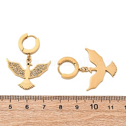 Серьги-кольца из нержавеющей стали 304 со стразами&nbsp;EJEW-Z098-32G