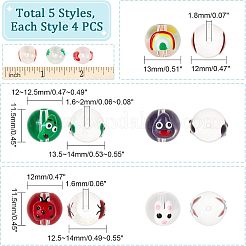 20 шт. 5 вида прозрачных стеклянных эмалевых бусин GLAA-FH0001-47