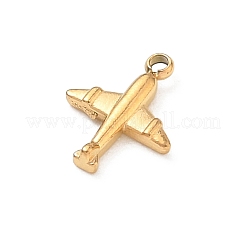 304ステンレススチールチャーム  飛行機チャーム  ゴールドカラー  10x8x2mm  穴：1mm&nbsp;STAS-B140-05G