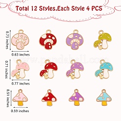 48 шт. 12 стильные осенние тематические подвески из сплава эмали ENAM-SZ0003-12