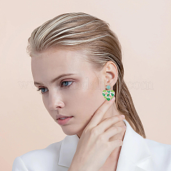 4 пара 4-х стилевых сережек-гвоздиков с цветочной эмалью EJEW-FI0002-31