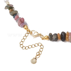 Наборы ожерелий и браслетов для женщин из натуральных разноцветных турмалиновых бусин.&nbsp;SJEW-JS01372-02