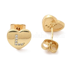 Boucles d'oreilles en laiton plaqué micro pavé de zircons cubiques transparents&nbsp;EJEW-K299-01G-L