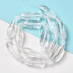 天然石クオーツクリスタルビーズ連売り  ロッククリスタルビーズ  シードビーズで  多面カット  オーバル  20.5~26x8.5~12mm  穴：1mm  約13~14個/連  15.35~15.55''（39~39.5センチメートル）&nbsp;G-H297-A05-01