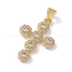 Pendentifs avec zircon cubiques à micro-pavés en laiton&nbsp;KK-L268-015G-A01