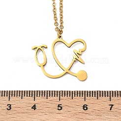 Colliers pendentifs en forme de cœur en acier inoxydable 304 avec pendentif stéthoscope pour femmes&nbsp;NJEW-B158-03G