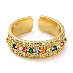 Стойка покрытие латунь микро паве кубический цирконий открытые манжеты кольца&nbsp;RJEW-K266-04C-G