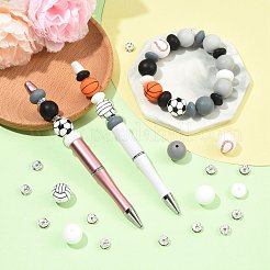 50 pz 19 stili di palline in silicone e ottone con perline distanziatrici di strass kit di risultati&nbsp;DIY-FS0010-48