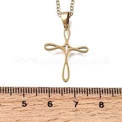 Religiöse Kreuzanhänger-Halsketten aus Edelstahl 304&nbsp;SA-CBAB727-02G