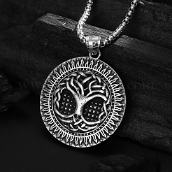 Colliers à chaîne avec pendentif arbre de vie en alliage de style tibétain&nbsp;PW-WGFD1C3-01