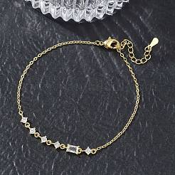Braccialetti in ottone con micro pavé di zirconi trasparenti&nbsp;BJEW-E114-01C-G