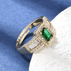 Messing Micro Pave klare Zirkonia Manschette offene Ringe&nbsp;CU-CBA5C10-14G