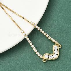 Браслеты-слайдеры из латуни с микропаве из кубических цирконий в форме сердца BJEW-K248-02G