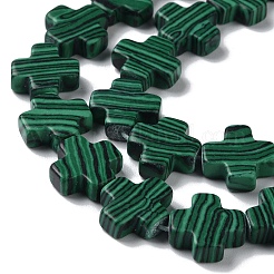 Fili di perline sintetiche tinte in malachite&nbsp;G-M418-B05-01