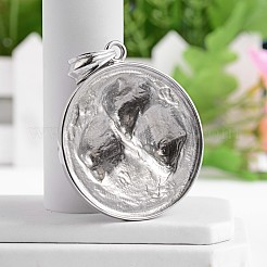 Плоские круглые с драконом 304 нержавеющая сталь большие подвески STAS-M206-05AS